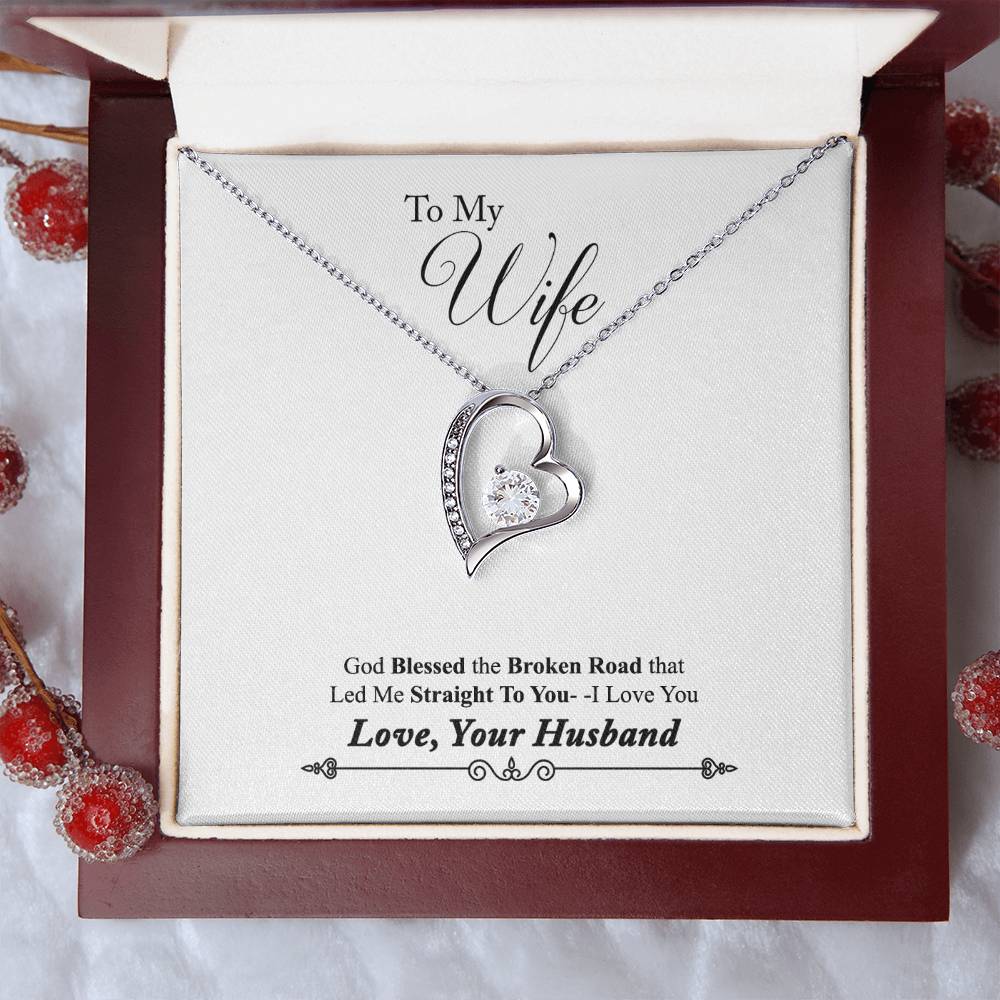 Husband To Wife Gift God Blessed Our Road Love Message Card + Heart Necklace NEW 2025