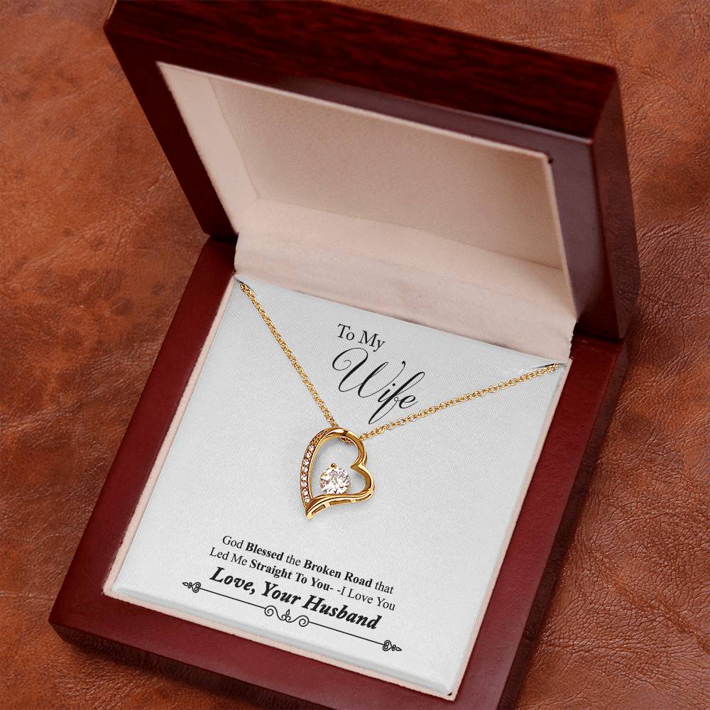 Husband To Wife Gift God Blessed Our Road Love Message Card + Heart Necklace NEW 2025