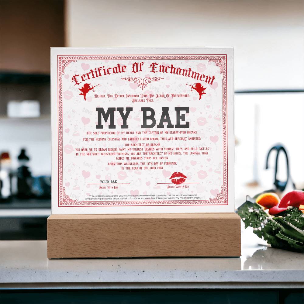 Certificate Of Enchantment Bae Acrylic Square Plaque