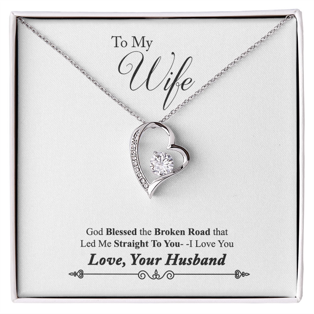 Husband To Wife Gift God Blessed Our Road Love Message Card + Heart Necklace NEW 2025