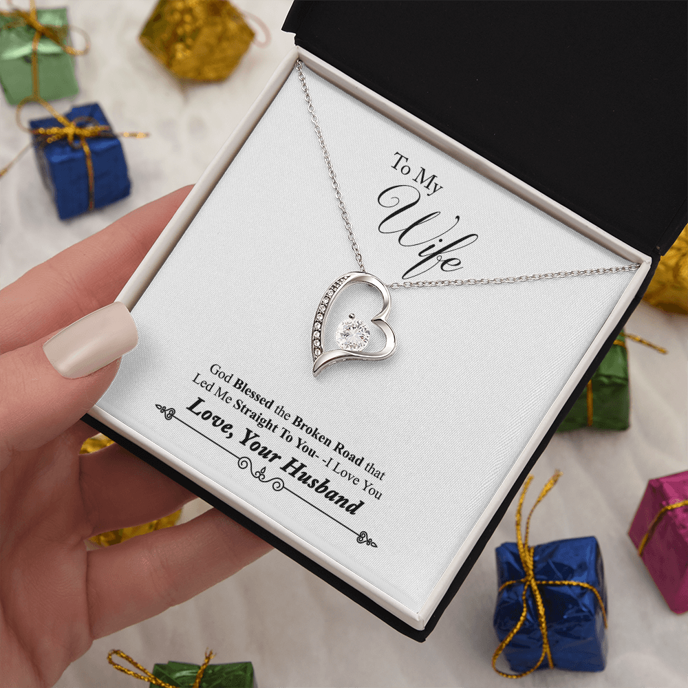 Husband To Wife Gift God Blessed Our Road Love Message Card + Heart Necklace NEW 2025
