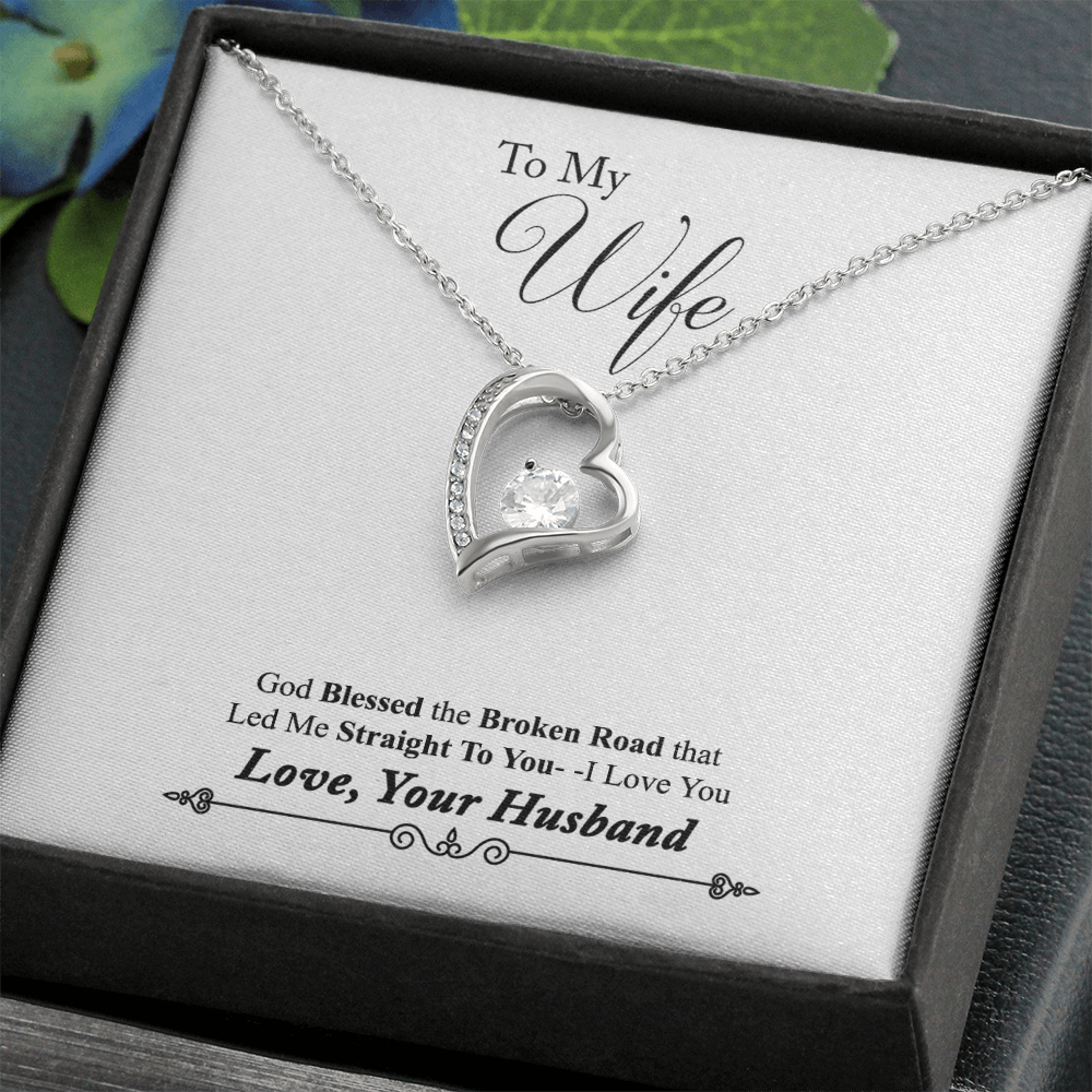 Husband To Wife Gift God Blessed Our Road Love Message Card + Heart Necklace NEW 2025
