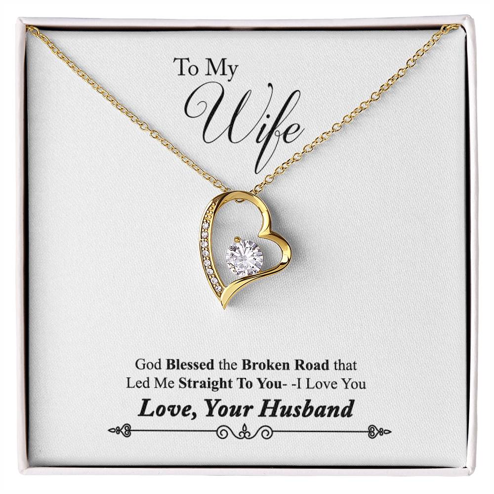Husband To Wife Gift God Blessed Our Road Love Message Card + Heart Necklace NEW 2025