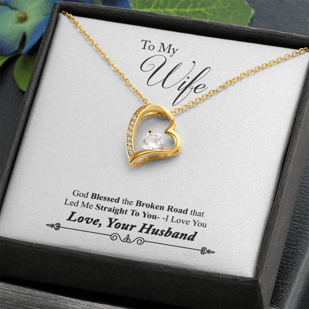 Husband To Wife Gift God Blessed Our Road Love Message Card + Heart Necklace NEW 2025