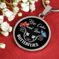 Keep Calm And Love Butterflies Circle Pendant Necklace And Bangle - Freedom Look