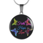 Faith, Hope, Love Butterfly Gold And Silver Circle Necklace - USA - Freedom Look