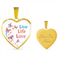 Live Life Love Butterfly Heart Shape Necklace - Freedom Look