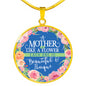 Mom Mother’s Day Flowers Engraved Pendant Necklace Jewelry Gift