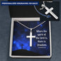 Cross Engraving Pendant Jewelry Necklace Women Men Military Chain Birthday Gift