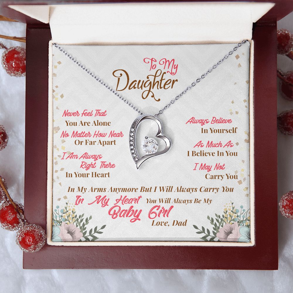 Dad To Daughter, Believe In Yourself Message Box + Heart Pendant Necklace