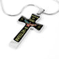 Protected By God & Veteran Cross Necklace Veteran's Day Military Retirement Birthday and Christmas Gift
