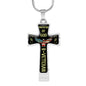 Protected By God & Veteran Cross Necklace Veteran's Day Military Retirement Birthday and Christmas Gift