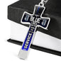 Blue Lives Matter Law Enforcement Cross Necklace Police Career Birthday and Christmas Gift