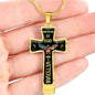 Protected By God & Veteran Cross Necklace Veteran's Day Military Retirement Birthday and Christmas Gift