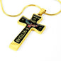 Protected By God & Veteran Cross Necklace Veteran's Day Military Retirement Birthday and Christmas Gift