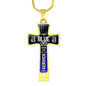 Blue Lives Matter Law Enforcement Cross Necklace Police Career Birthday and Christmas Gift