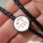 Live Life Love Woven Double-Braided Real-Leather Charm Bracelet (Circle) - Freedom Look