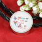 Live The Life You Love Woven Double-Braided Real-Leather Charm Bracelet - Freedom Look