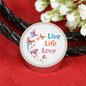 Live Life Love Woven Double-Braided Real-Leather Charm Bracelet (Circle) - Freedom Look