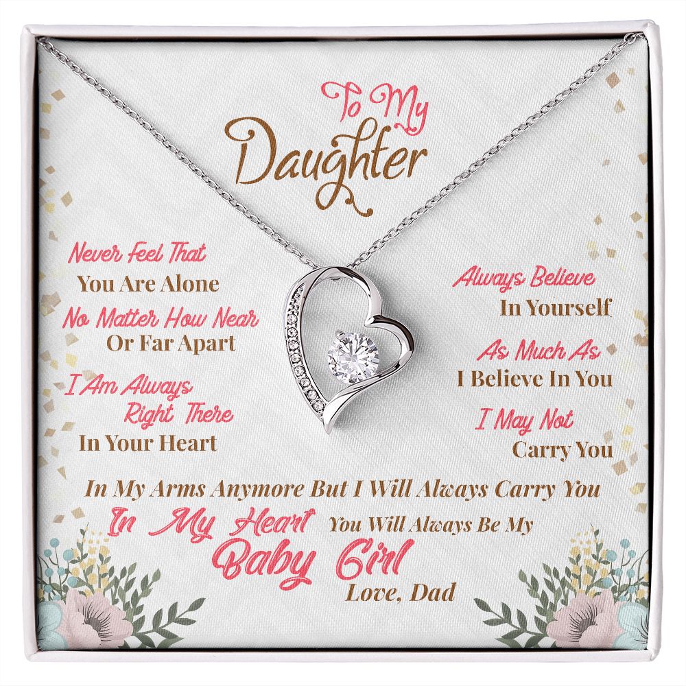 Dad To Daughter, Believe In Yourself Message Box + Heart Pendant Necklace