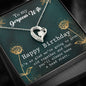 Husband To Wife Birthday Flower Message Card + White Gold Plated Heart Pendant Necklace