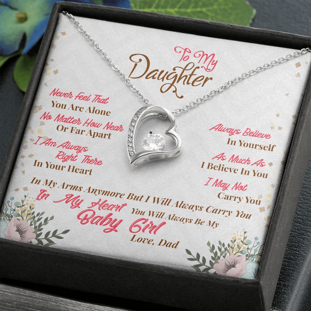 Dad To Daughter, Believe In Yourself Message Box + Heart Pendant Necklace