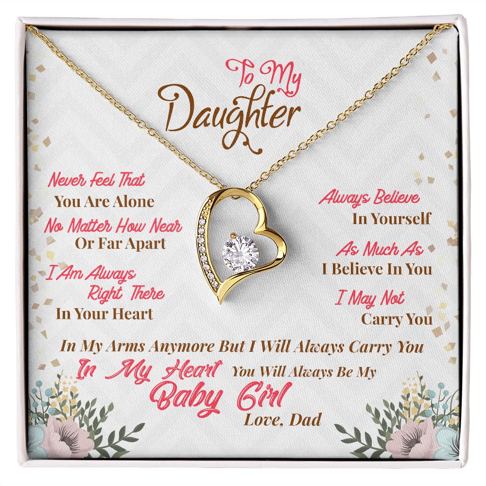 Dad To Daughter, Believe In Yourself Message Box + Heart Pendant Necklace