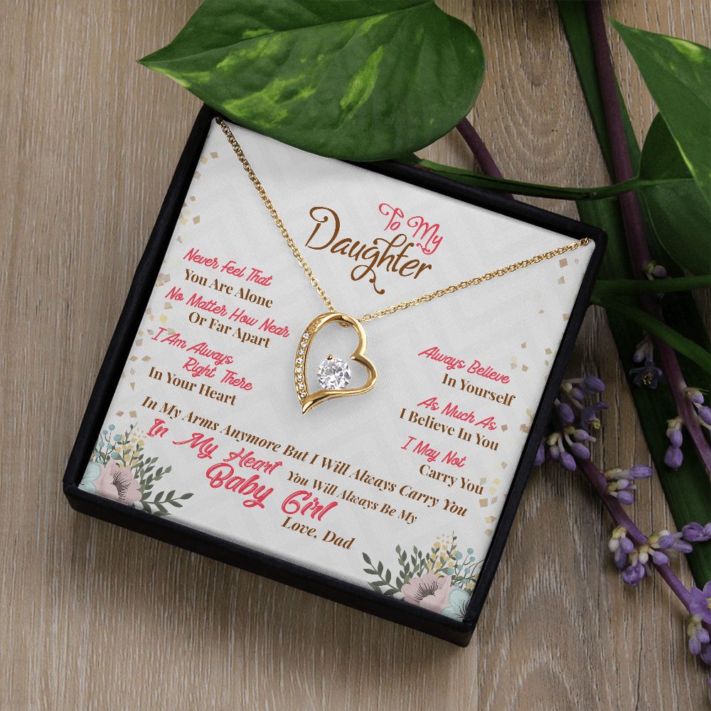 Dad To Daughter, Believe In Yourself Message Box + Heart Pendant Necklace