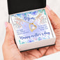Mother's Day Necklace with Blue Flowers and Lovely Message Card