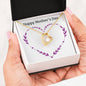 Mother's Day Gift - Mom Necklace with Lovely Message Card and Purple Heart On It
