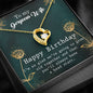 Husband To Wife Birthday Flower Message Card + White Gold Plated Heart Pendant Necklace