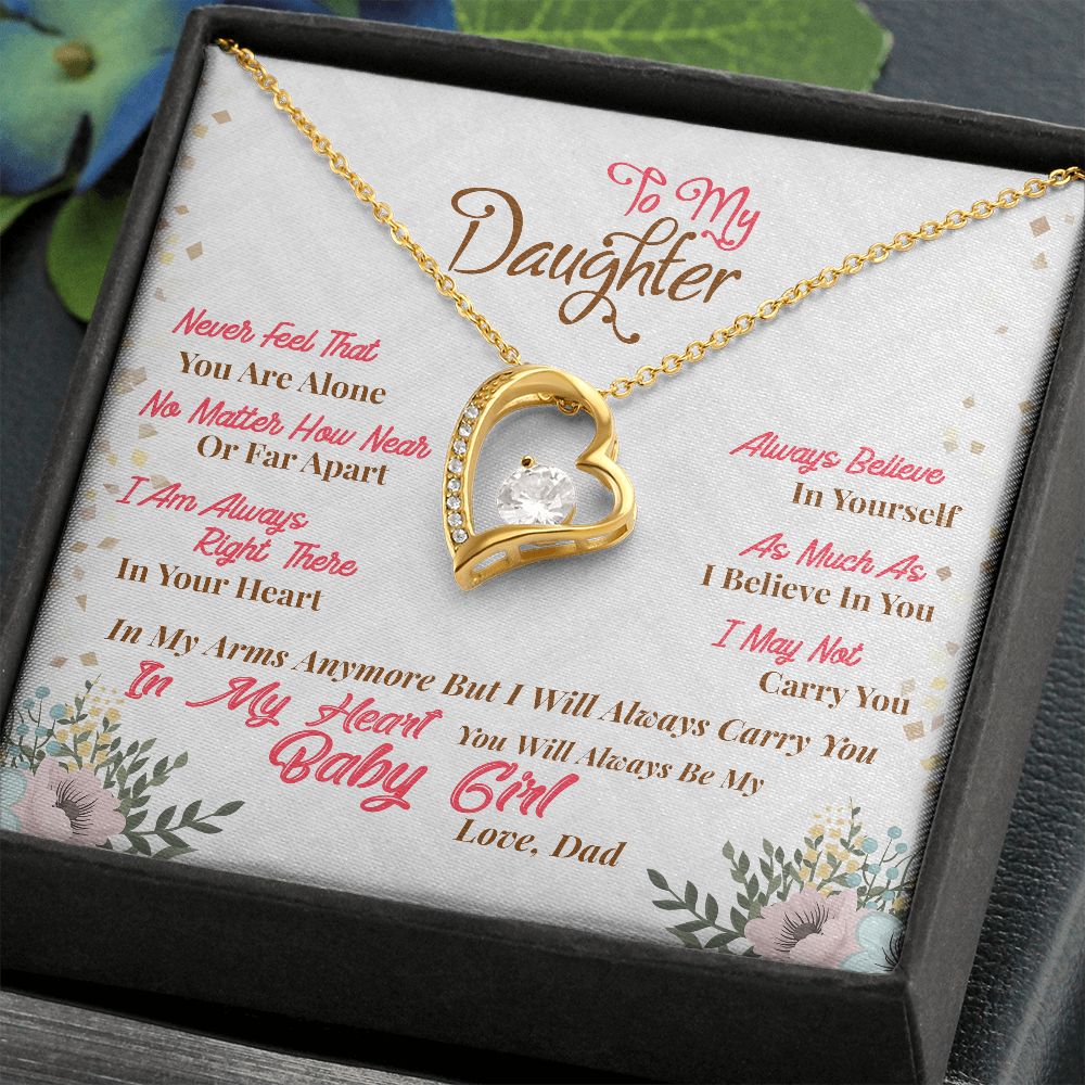 Dad To Daughter, Believe In Yourself Message Box + Heart Pendant Necklace