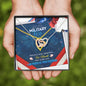 Military Wife from Husband Interlocking Hearts Message Box Pendant Necklace Gift