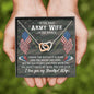 Best Army Wife Gift Husband Interlocking Hearts Pendant Necklace Message Box