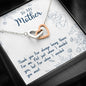Mother's Day - Gift For Mom Heart Necklace Blue Fowers Two earts + Interlocking Hearts Necklace