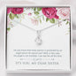 Sister Flower Heart Jewelry Necklace Pendant Women Message Box Gift