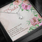 Sister Flower Heart Jewelry Pendant Necklace Women Message Box Gift