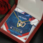 Military Wife from Husband Interlocking Hearts Message Box Pendant Necklace Gift