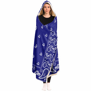 Crip Blue Hooded Blanket - Sherpa And Microfiber Blanket With Hood