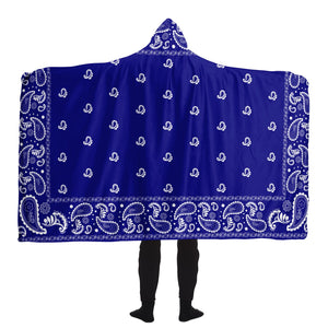 Crip Blue Hooded Blanket - Sherpa And Microfiber Blanket With Hood