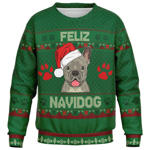 Feliz Navidog - French Bulldog - Athletic Kids/Youth Sweatshirt – AOP