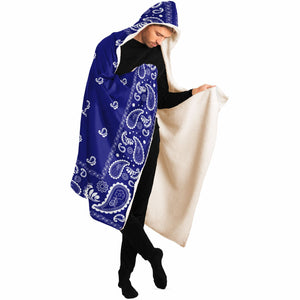 Crip Blue Hooded Blanket - Sherpa And Microfiber Blanket With Hood