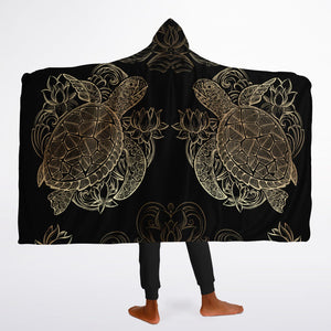 Turtle Youth Hooded Blanket Sherpa - AOP