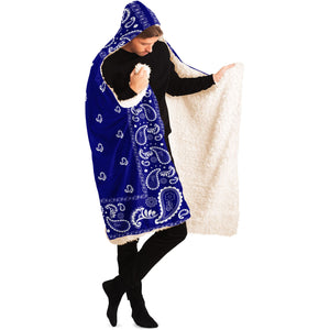 Crip Blue Hooded Blanket - Sherpa And Microfiber Blanket With Hood