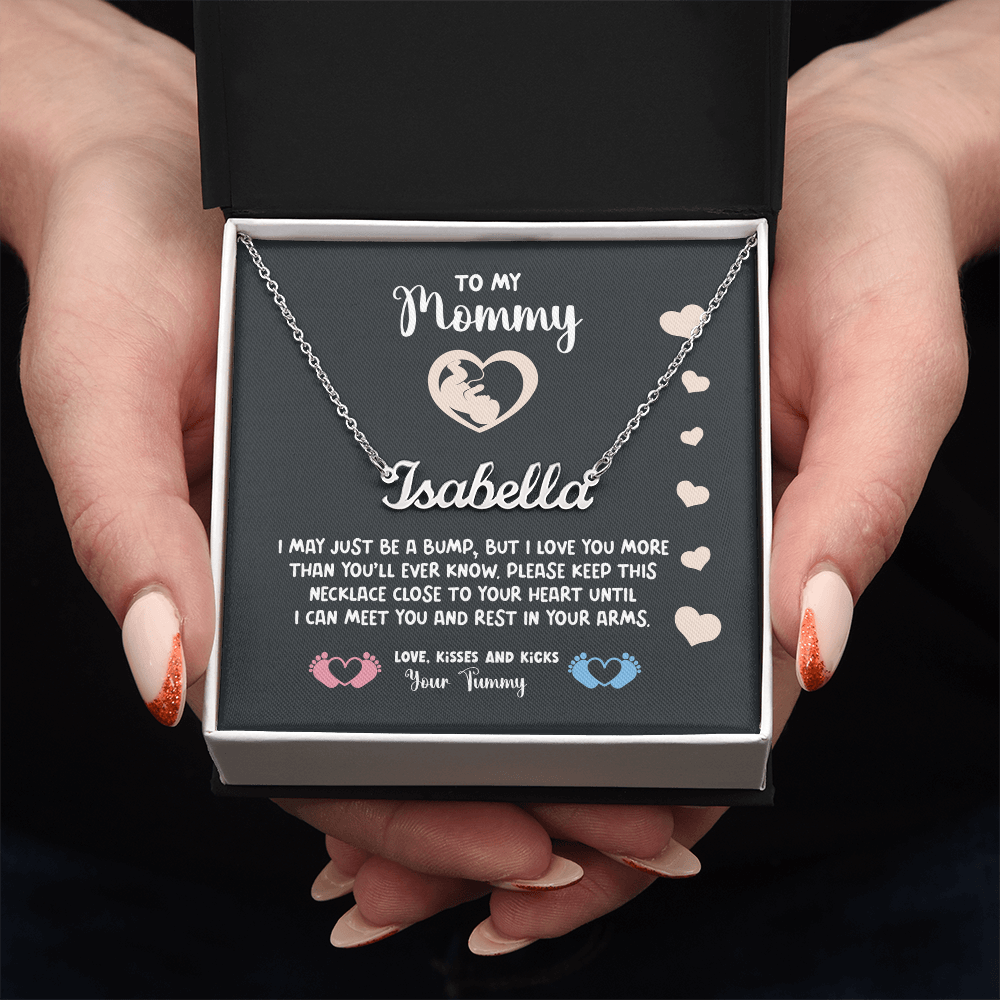 Personalized Mom To Be Necklace With Message Card, Custom Name Necklace Jewelry