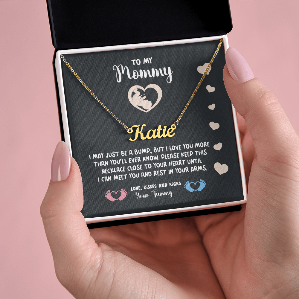 Personalized Mom To Be Necklace With Message Card, Custom Name Necklace Jewelry