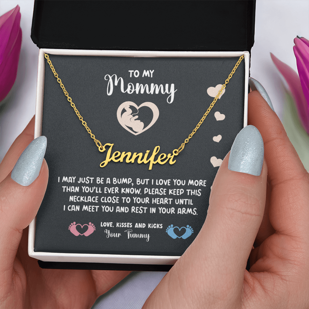 Personalized Mom To Be Necklace With Message Card, Custom Name Necklace Jewelry