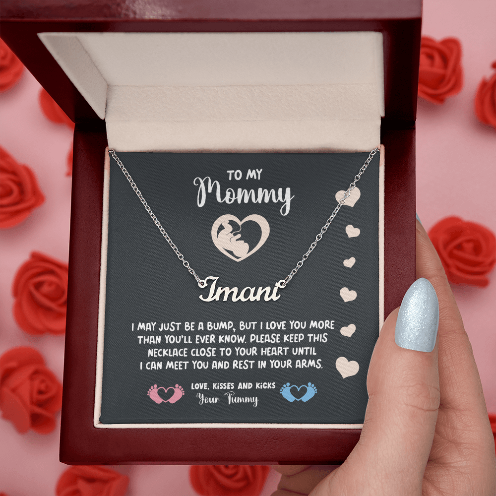 Personalized Mom To Be Necklace With Message Card, Custom Name Necklace Jewelry