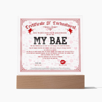 Certificate Of Enchantment Bae Acrylic Square Plaque