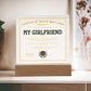 Certificate Of Deepest Appreciation - Girlfriend Acrylic Square Plaque
